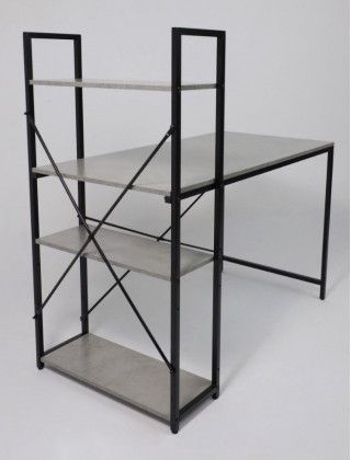 Стол письменный AksHome Onyx со стеллажом бетон/черный металл купить в Минске