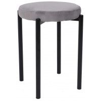 Табурет PLUTO (Плуто) светло-серый велюр HLR-20/черный