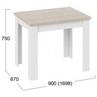 Стол раздвижной ПРОМО Тип 3 900(1698)*670 дуб сонома светлый/белый купить в Минске Стол раздвижной ПРОМО Тип 3 900(1698)*670 дуб сонома светлый/белый купить в Минске