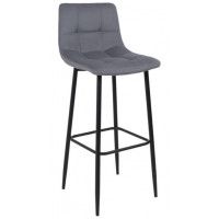 Стул барный РОЙ B Velutto 32 серый велюр/черный