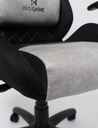 Кресло AksHome ROYAL (Роял) велюр/замша, светло-серый/черный