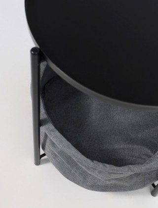 Стол журнальный Akshome TRENT, черный с серой корзиной, 420*420*520