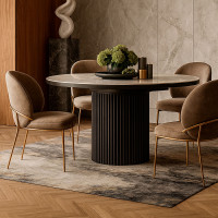 Стол Askar Round SLIDE-116 BRECHA GLOSS PREMIUM CER/черный в Минске