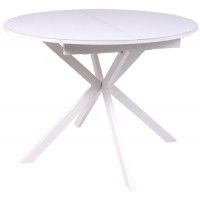 Стол VEGA раздвижной, D100(135)*75, стекло Белый/Белый