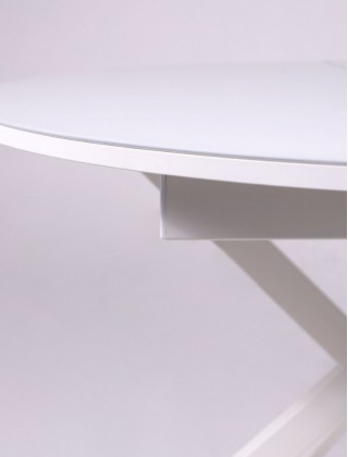 Стол VEGA раздвижной, D100(135)*75, стекло Белый/Белый