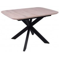 Стол ВЕЙВ раздвижной обеденный, 120(160)*80*75 дуб беленый/черный