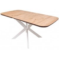 Стол ВЕЙВ раздвижной обеденный, 120(160)*80*75 дуб натуральный/белый
