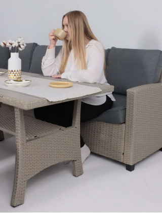Комплект садовой мебели Akshome ZESTY (диван 2 шт., стол 1 шт., пуф 2 шт.) серый
