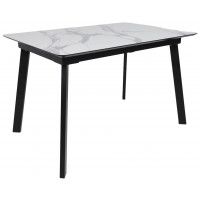 Стол AV 1209 HPL+МДФ 1200 (1600)*800 мрамор белый/черный