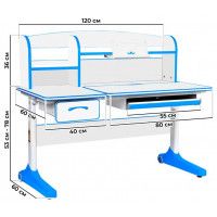 Детская парта Anatomica Uniqa белый/голубой купить в Минске