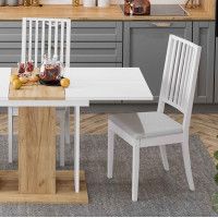 Стол обеденный КЁЛЬН Тип 1, 1100(1456)*678 стекло белый глянец/дуб крафт золотой, белый купить в Минске