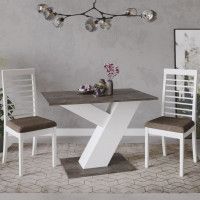 Стол обеденный РЕЙН Тип 1 1100*700 ателье темный/белый ясень купить в Минске Стол обеденный РЕЙН Тип 1 1100*700 ателье темный/белый ясень купить в Минске