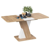 Стол обеденный ЛЮКСЕМБУРГ дуб крафт золотой/белый купить в Минске