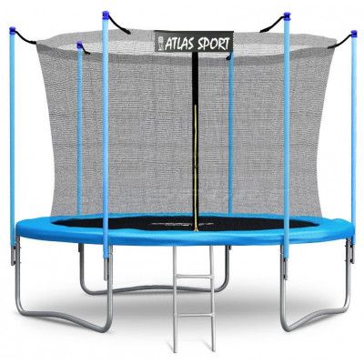 Батут Atlas Sport 252 см с внутренней сеткой и лестницей синий купить в Минске