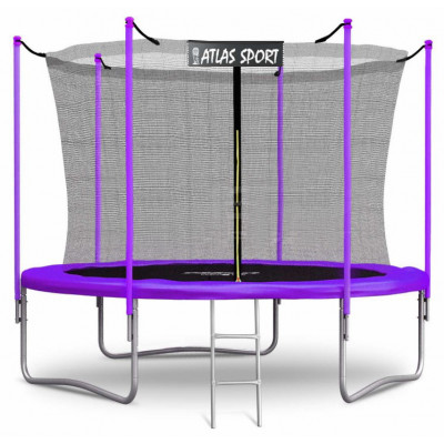 Батут Atlas Sport 252 см с внутренней сеткой и лестницей фиолетовый купить в Минске