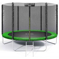 Батут Atlas Sport 312 см - 10ft BASIC (3 ноги) с  лестницей зеленый