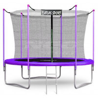 Батут Atlas Sport 374 см с внутренней сеткой и лестницей фиолетовый