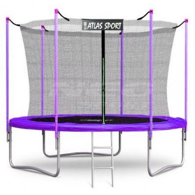 Батут Atlas Sport 374 см с внутренней сеткой и лестницей фиолетовый купить в Минске