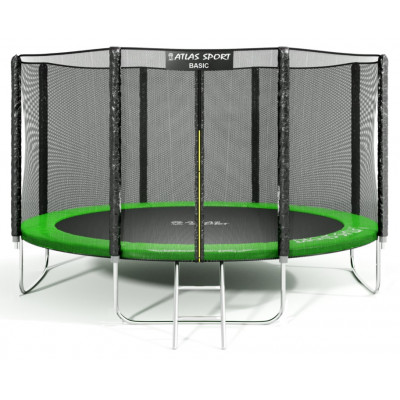 Батут Atlas Sport 435 см (14 ft) Basic с внешней сеткой и лестницей зеленый купить в Минске
