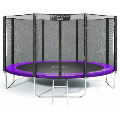 Батут Atlas Sport 435 см (14 ft) Basic с внешней сеткой и лестницей фиолетовый купить в Минске