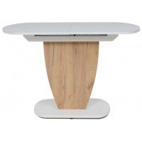 Стол БРИСТОЛЬ 1200(1515)*800 стекло белое матовое Opti white/ЛДСП Дуб крафт Золотой + Белый купить в Минске