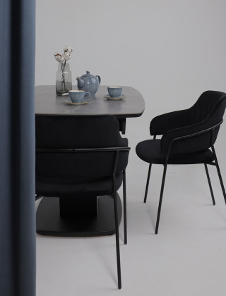 Стол ДРЕЗДЕН пластик премиум 1300(1615)*800 камень серый Greys grey/черный купить в Минске