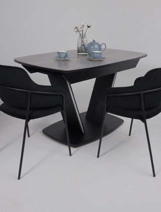 Стол ДРЕЗДЕН пластик премиум 1300(1615)*800 камень серый Greys grey/черный купить в Минске