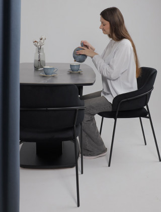 Стол ДРЕЗДЕН пластик премиум 1300(1615)*800 камень серый Greys grey/черный купить в Минске