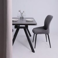 Стол ЛЕОН 1200(1840)*800*760 Камень серый Bayona Grey/Черный матовый купить в Минске