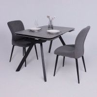 Стол ЛЕОН 1200(1840)*800*760 Камень серый Bayona Grey/Черный матовый купить в Минске