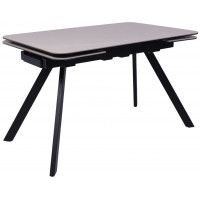 Стол ЛЕОН 1200(1840)*800*760 Камень слоновая кость Bayona Ivory/Черный матовый