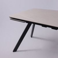 Стол ЛЕОН 1200(1840)*800*760 Камень слоновая кость Bayona Ivory/Черный матовый купить в Минске