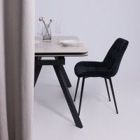 Стол ЛЕОН 1200(1840)*800*760 Камень слоновая кость Bayona Ivory/Черный матовый купить в Минске