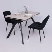 Стол ЛЕОН 1200(1840)*800*760 Камень слоновая кость Bayona Ivory/Черный матовый купить в Минске