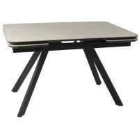 Стол ЛЕОН 1200(1840)*800*750 камень слоновая кость/черный матовый