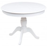 Стол ЛЕОНАРДО дерево+стекло d.1000(1300)*1000 белый/белый