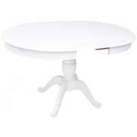 Стол ЛЕОНАРДО дерево+стекло d.1000(1300)*1000 белый/белый купить в Минске