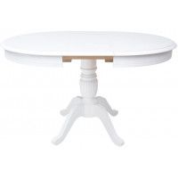 Стол ЛЕОНАРДО дерево+стекло d.1000(1300)*1000 белый/белый купить в Минске