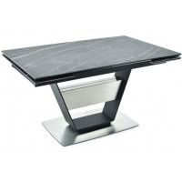 Стол МАЛЬТА 1400(2040)*900 коричневый мрамор/черный матовый