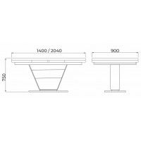 Стол МАЛЬТА 1400(2040)*900 коричневый мрамор/черный матовый купить в Минске
