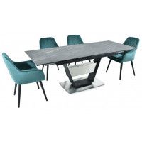 Стол МАЛЬТА 1400(2040)*900 коричневый мрамор/черный матовый купить в Минске