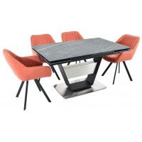 Стол МАЛЬТА 1400(2040)*900 коричневый мрамор/черный матовый купить в Минске