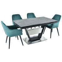 Стол МАЛЬТА 1400(2040)*900 коричневый мрамор/черный матовый купить в Минске