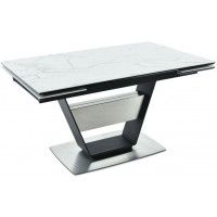 Стол МАЛЬТА 1400(2040)*900 белый мрамор/черный матовый