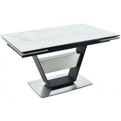 Стол МАЛЬТА 1400(2040)*900 белый мрамор/черный матовый купить в Минске