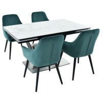 Стол МАЛЬТА 1400(2040)*900 белый мрамор/черный матовый купить в Минске