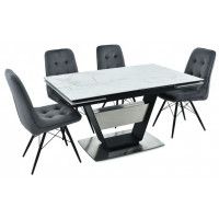 Стол МАЛЬТА 1400(2040)*900 белый мрамор/черный матовый купить в Минске