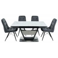 Стол МАЛЬТА 1400(2040)*900 белый мрамор/черный матовый купить в Минске