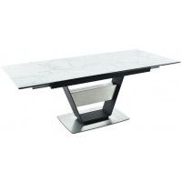 Стол МАЛЬТА 1400(2040)*900 белый мрамор/черный матовый купить в Минске