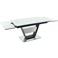 Стол МАЛЬТА 1400(2040)*900 белый мрамор/черный матовый купить в Минске